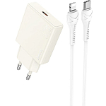 Сетевое ЗУ 1Type-C HOCO N44, BISCUIT, белый, PD 30Вт