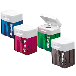 Точилка пластиковая 1 отверстие, контейнер, ассорти Berlingo арт. BBp_10039