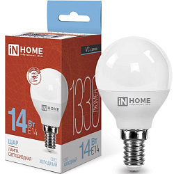 Лампа светодиодная  IN HOME ШАР-VC 14W/6500K/E14