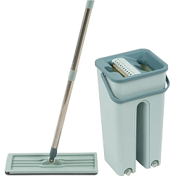 Швабра с ведром 6л Рыжий Кот Clean hands(скл120см,мех отжима,нас 11,5*31,5см/6л,2отсека,слив),310459