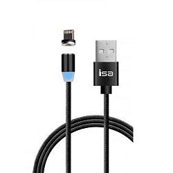 Кабель USB <--> Lightning  1.0м ISA MС-02 магнитный черный