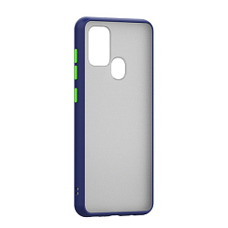 Задняя накладка ZIBELINO Plastic Matte для Samsung Galaxy A21s синяя окантовка