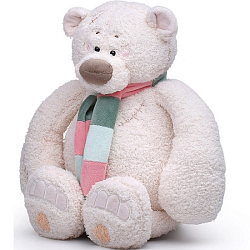 Мягкая игрушка KULT of toys Медведь Тато с шарфом, мятно-зеленый, 30см