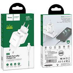 Сетевое ЗУ 1USB 2.1A HOCO N2, Vigour, Lightning X37 cool, белый