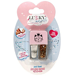 Двойные лаки для ногтей Lukky Angel Just Duet кол-я Kitty, зефирно-перламутровый и золотой с блестками, блистер, 2 по 4 мл 
