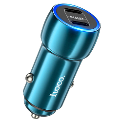 Авто ЗУ 2Type-C HOCO Z48, Tough, синий, Type-C-Type-C, 40Вт, QC, AFC, FCP