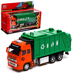 Машина металлическая «Мусоровоз», 21 см, световые и звуковые эффекты, подвижные детали, инерция