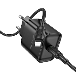 Сетевое ЗУ 1Type-C 3A BOROFONE BA84A Black Lightning, PD 30W