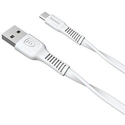 Кабель USB <--> microUSB  1.0м BASEUS CAMZY-B02 Tough series плоский, белый, 2A