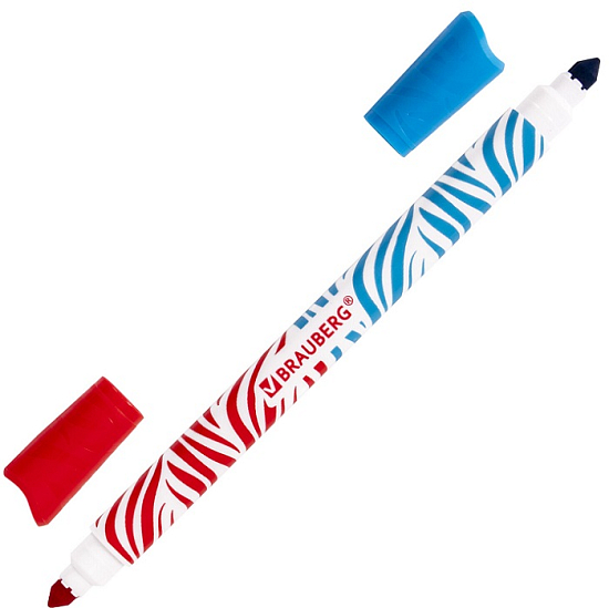 Фломастеры BRAUBERG PREMIUM BI-COLOR, 10 шт., 20 цветов, двухцветные, 151945