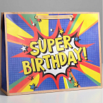 Пакет крафтовый горизонтальный Super birthday, L 40 × 31 × 11.5 см   4764582
