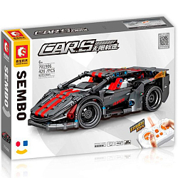 Конструктор SEMBO BLOCK, 701906, спортивная машина, на пульте управления, 426 деталей, красный, серый