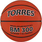 Мяч баскетбольный Torres BM300, B00016, резина, клееный, 8 панелей, размер 6