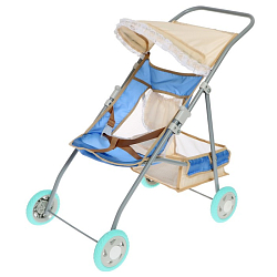 Коляска кукольная №5, цвет бежевый с голубым 10147247