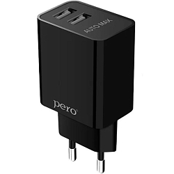 Сетевое ЗУ 2USB 2.1A PERO TC02 Type-C черный