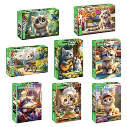 Пазл картонный "КОШАЧЬИ ЗАБАВЫ" 260 элементов АССОРТИ, 220х330мм, HATBER