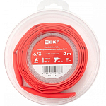 Термоусаживаемая трубка ТУТ нг 6/3 красная ролик 2 м EKF