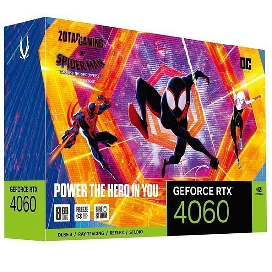 Видеокарта ZOTAC RTX 4060 OC Spider-Man™: Across The Spider-Verse Bundle 8 ГБ (ZT-D40600P-10SMP)