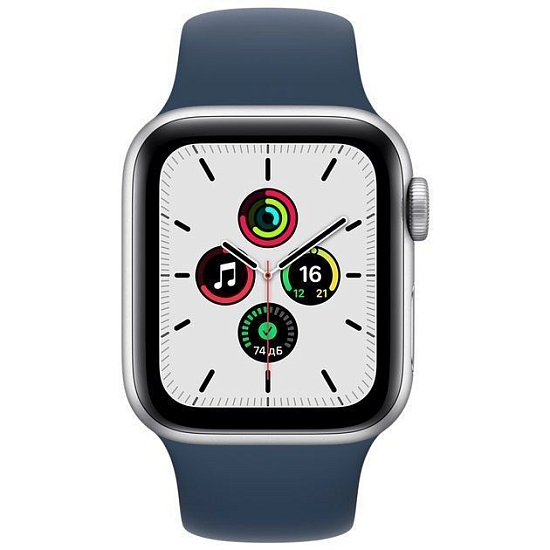 Часы Apple Watch SE (2021), 44 мм, (MKQ43) Silver / Abyss blue, Sport Band (LL)