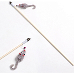 Дразнилка - удочка "Мышка с колокольчиком" на деревянной палочке