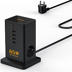 Сетевой фильтр  2.0м TESSAN TS-FS02DE00 Black, 2 розетки