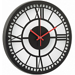 Часы настенные РУБИН "Классика", из металла+матовое стекло, d=32 см, черный (3230-003)