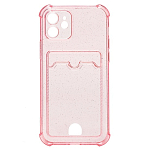 Задняя накладка SC300 для  iPhone 12 (pink) с карманом для пластиковых карт