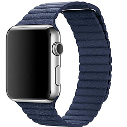 Кожаный ремешок NONAME для Apple Watch 42/44/45/49mm на магните, синий