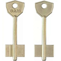 Заготовка ключа САМ-2 (70*22,6*14,3 мм) РФ, латунь жёлт.