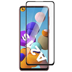 Противоударное стекло NONAME для SAMSUNG Galaxy A21S керамическое,черная рамка, в бумажной упаковке
