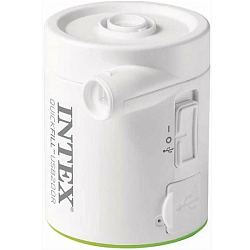 Насос электрический INTEX 66637, USB 5В, 2А "USB200R" перезаряжаемый, пауэрбанк, 2 насадки в комплекте
