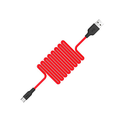 Кабель USB <--> Type-C  1.0м HOCO X21 красный, с чёрным коннектором