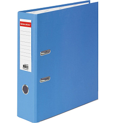 Папка-регистратор BRAUBERG с покрытием из ПВХ, 80 мм, с уголком, голубая (удв. срок службы), 227197