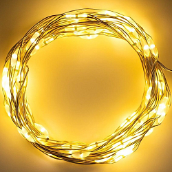 Гирлянда "Нить - Роса" 5 м, свечение тёплое белое, 2 режима, AAх3, IP20