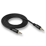 Кабель Jack 3.5 <--> Jack 3.5  1.0м WALKER WCA-205 в полиуретановой обмотке, черный