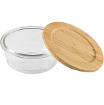 Контейнер BAMBU, объем: 400 мл, из жаропрочного стекла с крышкой из бамбука, круглый арт.106023