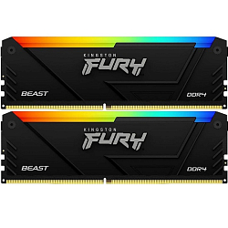 Оперативная память DDR4 16Gb (2x8Gb kit) Kingston FURY Beast Black RGB 3600MHz DIMM XMP KF436C17BB2AK2/16, CL17, 1.35V 288-pin Non-ECC
