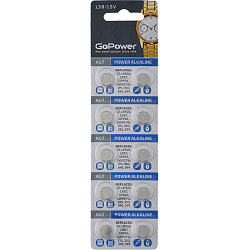 Элемент питания GoPower AG07/LR926/LR57/395A/195 BL-10 (10/1000/3600)