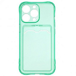 Задняя накладка ZIBELINO Silicone Card Holder Case для iPhone 13 Pro (мятный) защита камеры