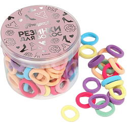 Резинки для волос в банке, 100 штук, 1.5 см, Принцессы 10048313