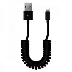 Кабель USB <--> Lightning  1.0м SMARTBUY (iK-512sp black) спиральный, черный