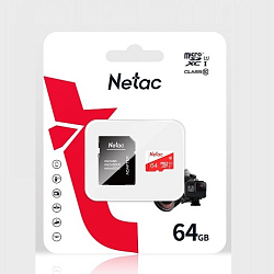 Micro SD 64GB Netac P500 Eco Class 10 UHS-I + адаптер SD