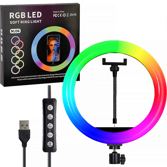 Светодиодное кольцо-подсветка 36см RGB  MJ36