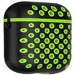 Силиконовый чехол STR Soft-Touch для AirPods Nike (черно-зеленый)