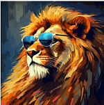 Холст с красками по номерам "Стильные животные" Крутой лев