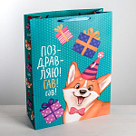 Пакет ламинированный вертикальный XXL «Поздравляю!Гав!», 61 х 46 х 20 см