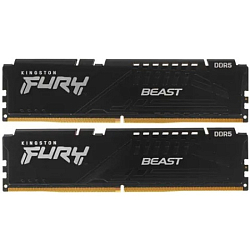 Оперативная память DDR5 64Gb (2x32Gb) Kingston Fury Beast, DDR5, 5600MHz, CL40, радиатор, (KF556C40BBK2-64), чёрный