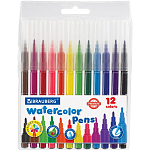 Фломастеры BRAUBERG PREMIUM, 12 цветов, КЛАССИЧЕСКИЕ, ПВХ-упаковка, 151934