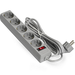 Сетевой удлинитель 3.0м EXEGATE EX285799RUS EC-5-3G 5 розеток, с/з, серый