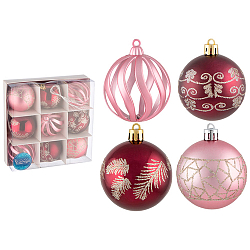 Набор шаров 6 см, 9 шт, цвет: розовый, бордовый SYQB1-0123040, арт.106334